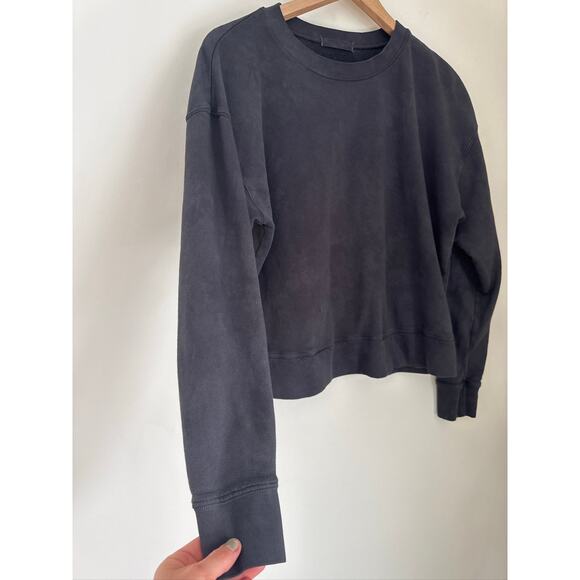 Perfect White Tee Tyler Cotton Crewneck Sweatshirt in Vintage Black-Size S - Picture 3 of 7